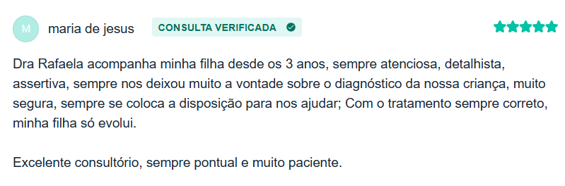 Depoimento de paciente da Dra. Rafaela Viana